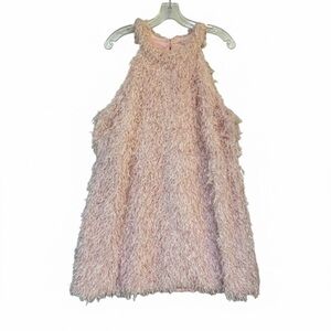 POL Pink Flamingo Shag Feather Mod 60s Style Party Dress A-Line NWOT L